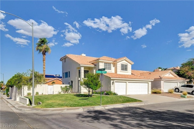 9520 Silver Frost St, Las Vegas, NV 89123 - view of front of home with a tiled roof, stucco siding, concrete driveway, and an attached garage