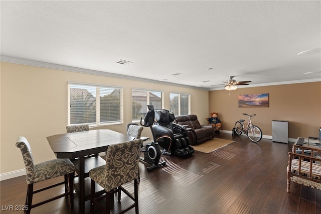 209 Centocelle Ave, Las Vegas, NV 89183 - dining room with crown molding, ceiling fan, and wood finished floors