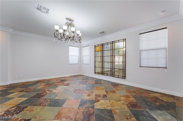 1152 Highbury Grove St, Henderson, NV 89002 - spare room with a chandelier, ornamental molding, and stone finish floors