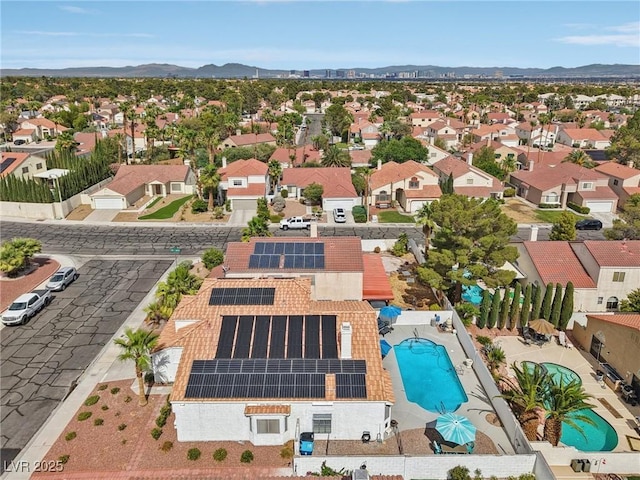9405 Crosspointe Ave, Las Vegas, NV 89117 - aerial view of residential area with a pool area and a mountain backdrop