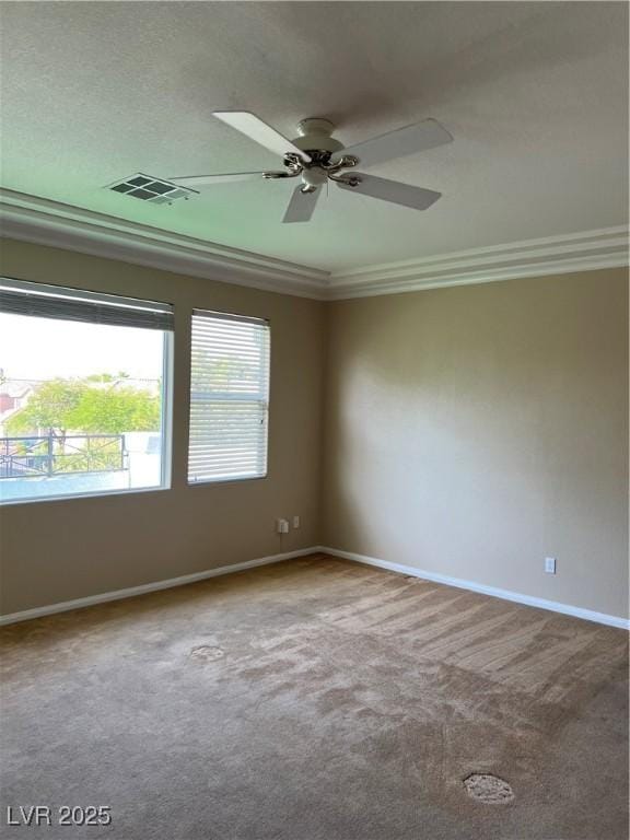 11004 Mount Royal Ave, Las Vegas, NV 89144 - empty room with ornamental molding, carpet floors, and ceiling fan