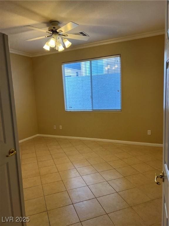 11004 Mount Royal Ave, Las Vegas, NV 89144 - unfurnished room featuring light tile patterned floors, ornamental molding, and a ceiling fan
