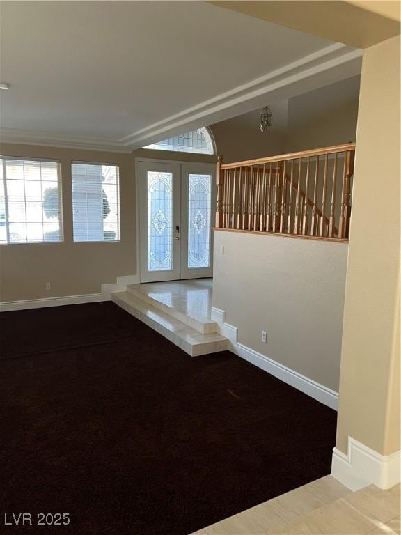 11004 Mount Royal Ave, Las Vegas, NV 89144 - entrance foyer with french doors, carpet floors, and crown molding