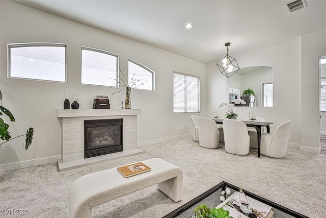 920 Siena Hills Ln, Las Vegas, NV 89144 - living room featuring carpet floors, a fireplace, and recessed lighting