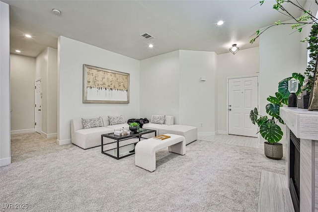 920 Siena Hills Ln, Las Vegas, NV 89144 - carpeted living area featuring recessed lighting and a fireplace