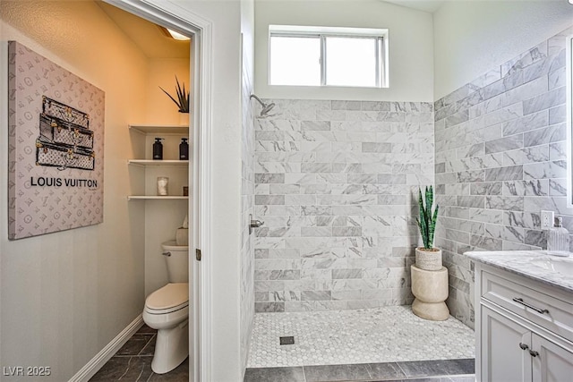 920 Siena Hills Ln, Las Vegas, NV 89144 - bathroom with vanity, tiled shower, and tile patterned floors