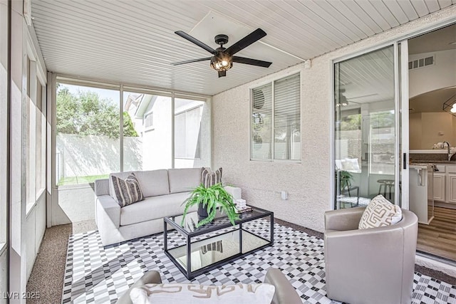 920 Siena Hills Ln, Las Vegas, NV 89144 - sunroom with ceiling fan and an outdoor hangout area