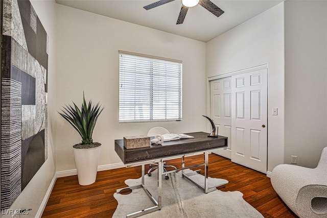 920 Siena Hills Ln, Las Vegas, NV 89144 - office area with ceiling fan and wood finished floors