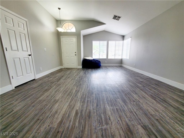 5104 Brookmere Dr, Las Vegas, NV 89130 - foyer entrance featuring lofted ceiling and dark wood-style flooring