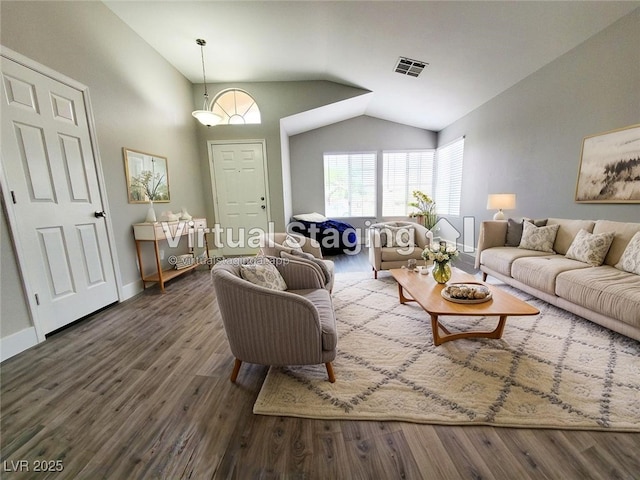 5104 Brookmere Dr, Las Vegas, NV 89130 - living area with vaulted ceiling and wood finished floors