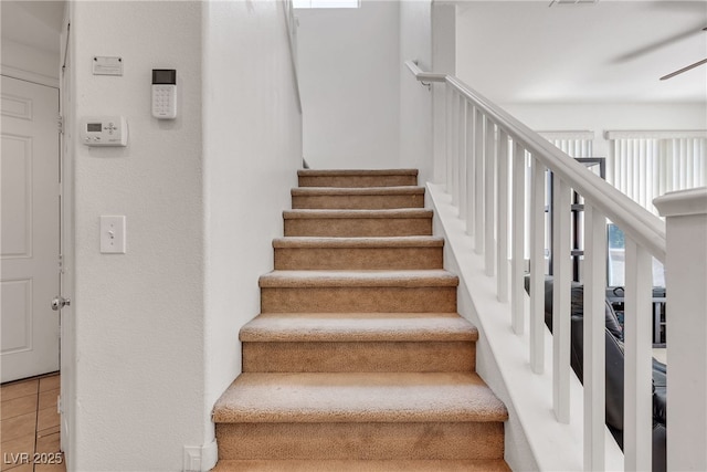 9269 Moonlight Nest Ln, Las Vegas, NV 89178 - staircase featuring a ceiling fan