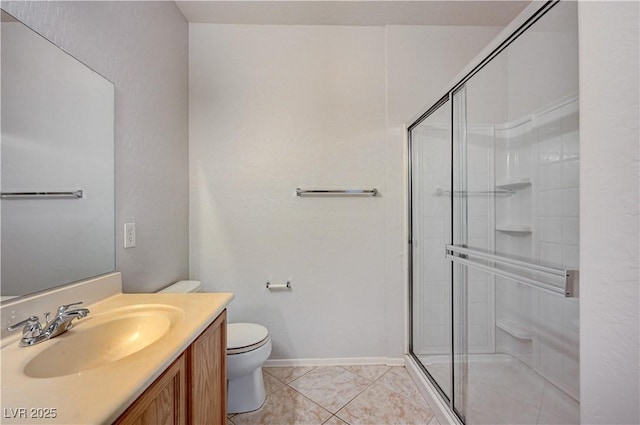 4610 Puglia Ln Unit 201, North Las Vegas, NV 89084 - bathroom with a stall shower, vanity, and tile patterned flooring