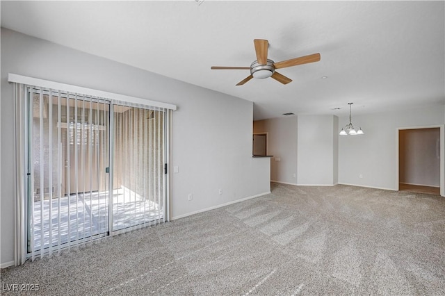 4610 Puglia Ln Unit 201, North Las Vegas, NV 89084 - empty room with ceiling fan, a chandelier, and carpet floors