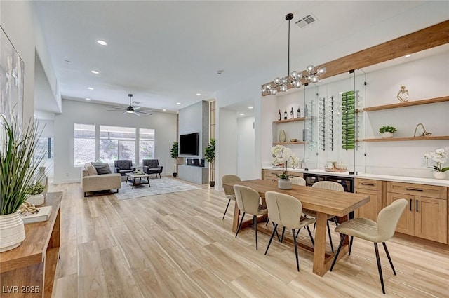 85 Alerion St, Las Vegas, NV 89138 - dining area featuring recessed lighting, light wood-style flooring, and a ceiling fan