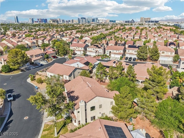 5434 Lost Ln, Las Vegas, NV 89118 - aerial view of property and surrounding area with city skyline and nearby suburban area