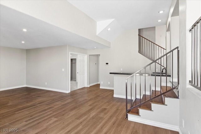 2842 Via Florentine St, Henderson, NV 89074 - staircase featuring recessed lighting and wood finished floors