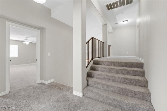 2842 Via Florentine St, Henderson, NV 89074 - staircase with carpet flooring and ceiling fan