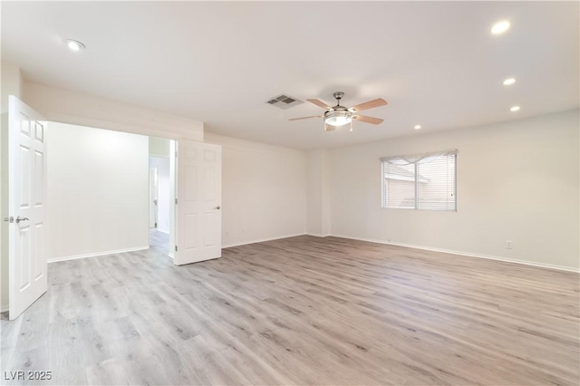 9578 Teton Vista Ave, Las Vegas, NV 89117 - unfurnished room with recessed lighting, ceiling fan, and light wood-style floors
