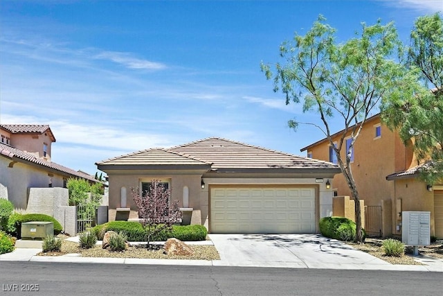 7558 Schuders Ave, Las Vegas, NV 89178 - view of front of home with a garage, driveway, and stucco siding