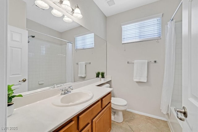 7558 Schuders Ave, Las Vegas, NV 89178 - bathroom with vanity, shower / tub combo, and tile patterned flooring