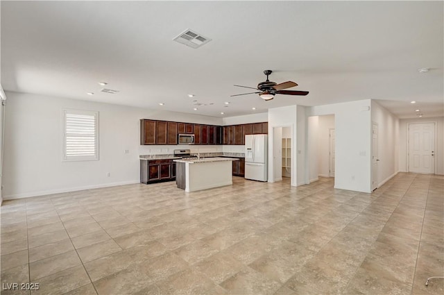138 Red Sandstone Ave, North Las Vegas, NV 89031 - unfurnished living room with ceiling fan and recessed lighting