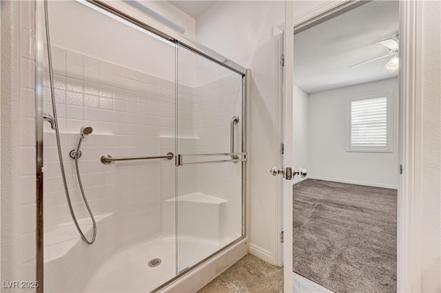 138 Red Sandstone Ave, North Las Vegas, NV 89031 - full bath featuring a shower stall and a ceiling fan