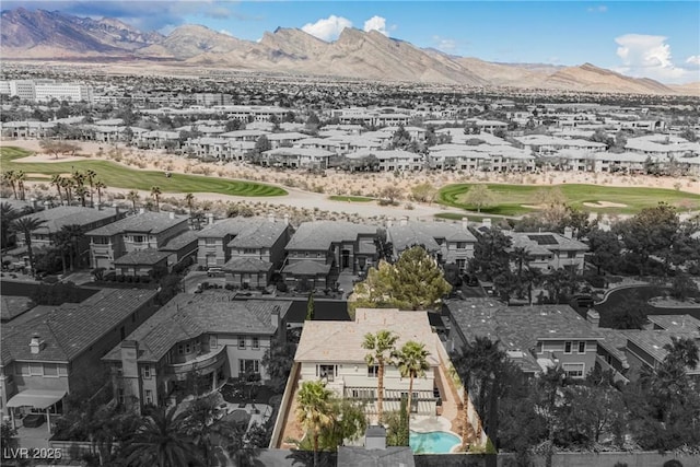 516 Pinnacle Heights Ln, Las Vegas, NV 89144 - aerial view of residential area with a golf course and a mountainous background