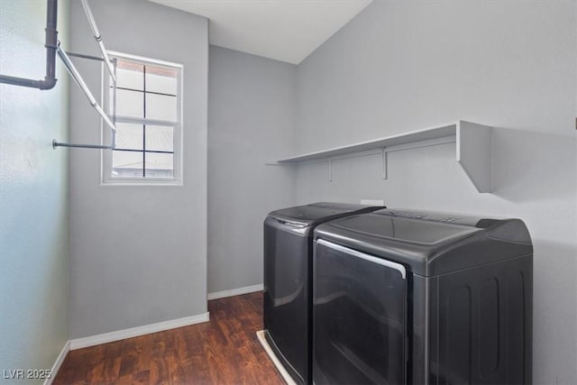 10645 Mount Jefferson Ave, Las Vegas, NV 89166 - laundry room with separate washer and dryer and dark wood-type flooring
