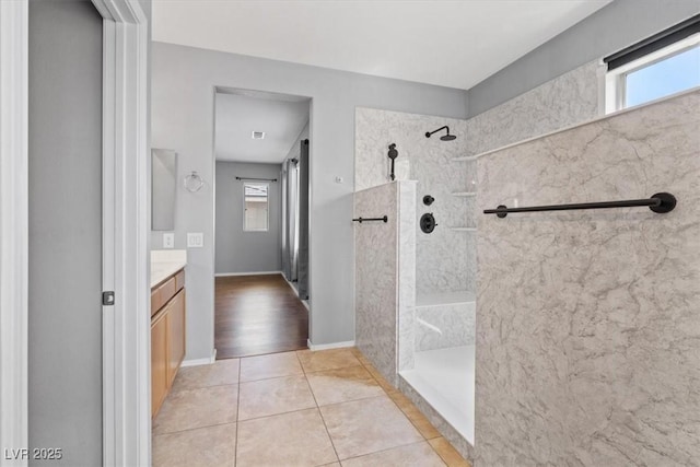 10645 Mount Jefferson Ave, Las Vegas, NV 89166 - bathroom with vanity, walk in shower, and tile patterned floors