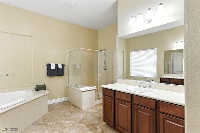 7330 Silent Water Way, Las Vegas, NV 89149 - bathroom with a shower stall, a garden tub, and vanity