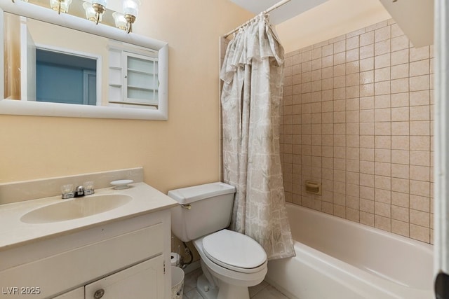 7221 Alta Dr, Las Vegas, NV 89145 - bathroom featuring vanity and shower / tub combo with curtain