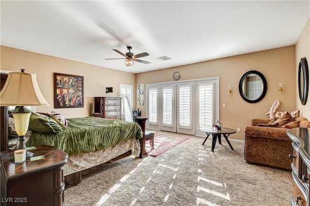 109 N Buteo Woods Ln, Las Vegas, NV 89144 - carpeted bedroom featuring access to exterior and a ceiling fan