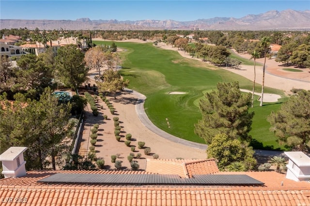 1613 Iron Ridge Dr, Las Vegas, NV 89117 - aerial perspective of suburban area featuring a golf course and a mountainous background