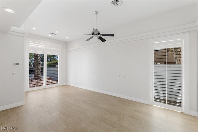 1613 Iron Ridge Dr, Las Vegas, NV 89117 - empty room featuring ceiling fan, recessed lighting, and light tile patterned flooring