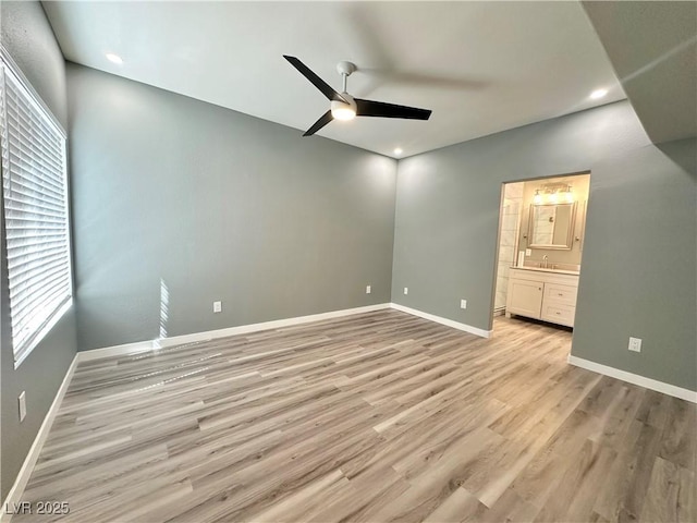 9000 Las Vegas Blvd Unit 1078, Las Vegas, NV 89123 - unfurnished bedroom with light wood-style floors, ensuite bathroom, recessed lighting, and ceiling fan