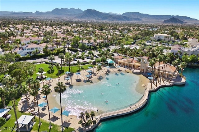 2408 Sunset Beach Ln, Las Vegas, NV 89128 - aerial view of residential area with a water and mountain view
