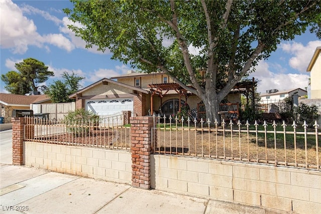 6457 Celeste Ave, Las Vegas, NV 89107 - view of front of house featuring a fenced front yard, driveway, and a garage