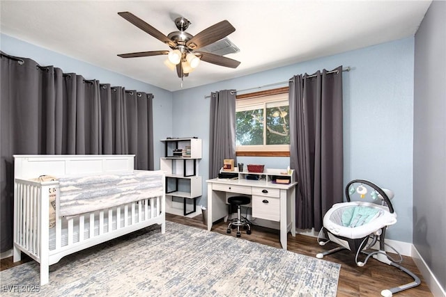 6457 Celeste Ave, Las Vegas, NV 89107 - bedroom featuring wood finished floors and ceiling fan