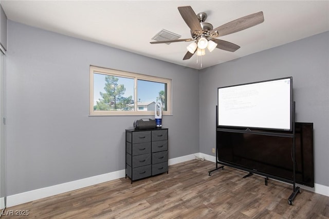 6457 Celeste Ave, Las Vegas, NV 89107 - bedroom with wood finished floors and ceiling fan
