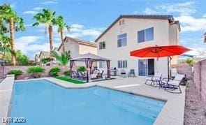 11018 Salernes St, Las Vegas, NV 89141 - view of pool featuring a patio area and a gazebo