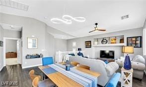 11018 Salernes St, Las Vegas, NV 89141 - dining space featuring wood finished floors and ceiling fan