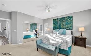 11018 Salernes St, Las Vegas, NV 89141 - carpeted bedroom with baseboards and ceiling fan