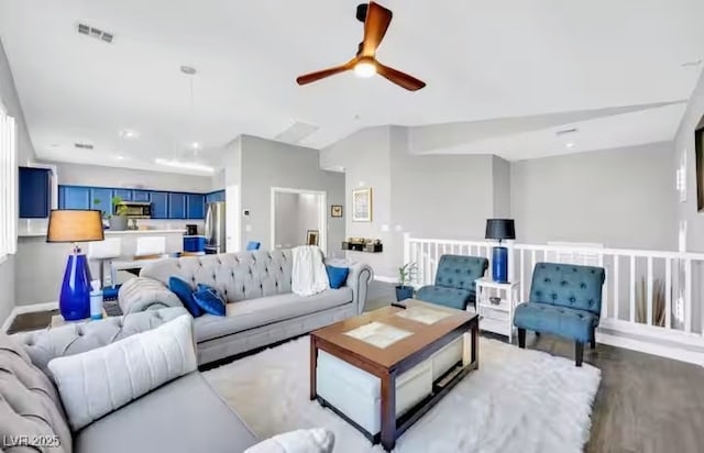 11018 Salernes St, Las Vegas, NV 89141 - living room featuring ceiling fan and wood finished floors