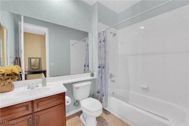 9516 Bluff Ledge Ave, Las Vegas, NV 89149 - full bath featuring vanity, shower / bathtub combination with curtain, and tile patterned flooring