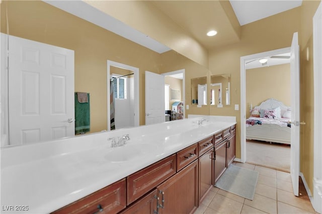 9516 Bluff Ledge Ave, Las Vegas, NV 89149 - full bathroom with ensuite bathroom, double vanity, and tile patterned flooring