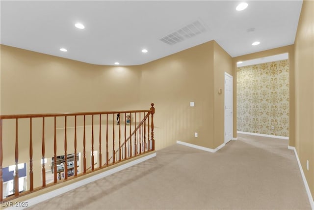 9516 Bluff Ledge Ave, Las Vegas, NV 89149 - hallway featuring an upstairs landing, carpet, and recessed lighting