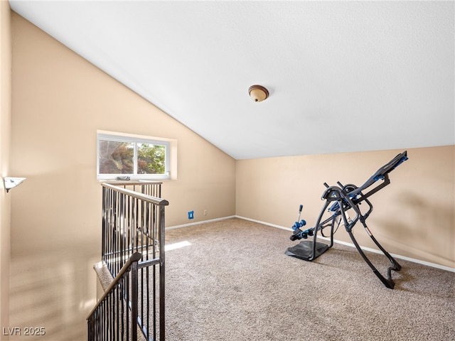 3740 Broadriver Dr, Las Vegas, NV 89108 - exercise room featuring lofted ceiling and carpet