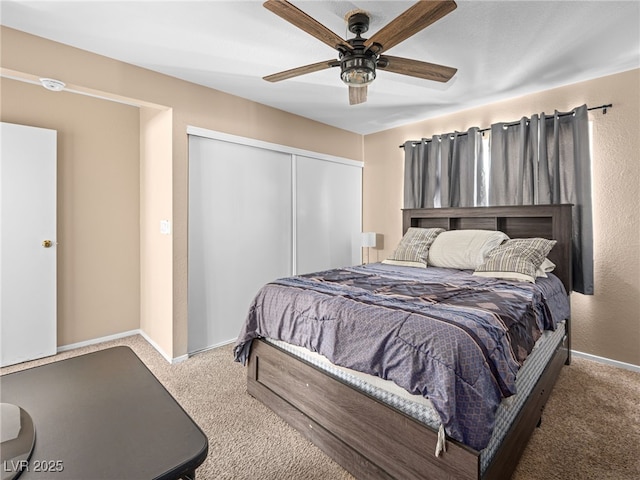 3740 Broadriver Dr, Las Vegas, NV 89108 - carpeted bedroom with a closet and a ceiling fan