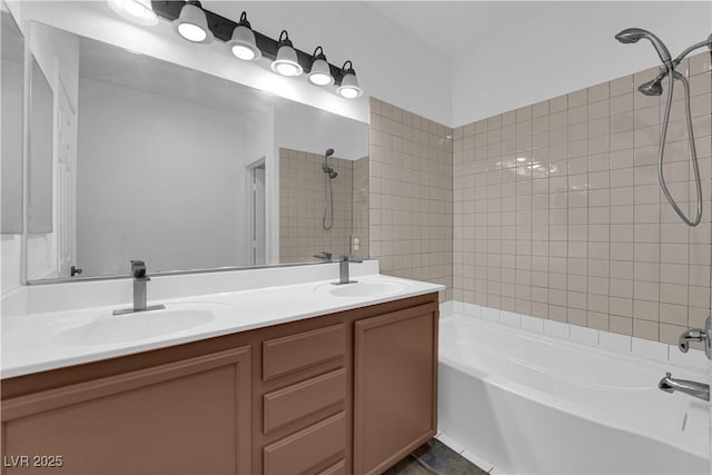 11010 Santorini Dr, Las Vegas, NV 89141 - bathroom featuring shower / washtub combination and double vanity