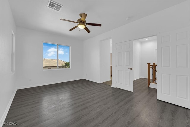 11010 Santorini Dr, Las Vegas, NV 89141 - spare room with ceiling fan, dark wood finished floors, a smoke detector, and recessed lighting